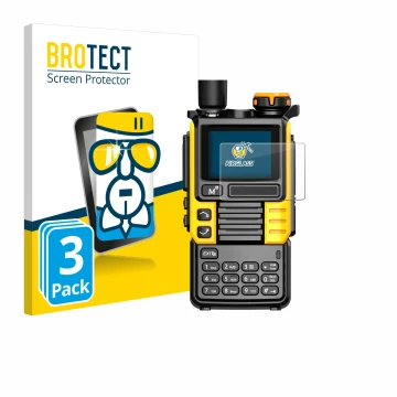 Vorderseite einer Produktverpackung mit dem Markenlogo BROTECT. Daneben ist das Gerät Quansheng UV-K5 (99) mit dem zugehörigen