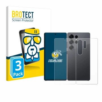 Vorderseite einer Produktverpackung mit dem Markenlogo BROTECT. Daneben ist das Gerät Samsung Galaxy S25 Ultra (Display+Rückse