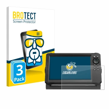 Vorderseite einer Produktverpackung mit dem Markenlogo BROTECT. Daneben ist das Gerät Lowrance Eagle 9 mit dem zugehörigen Dis
