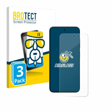 Vorderseite einer Produktverpackung mit dem Markenlogo BROTECT. Daneben ist das Gerät ZTE Blade V70 mit dem zugehörigen Displa