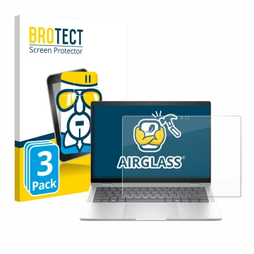 Vorderseite einer Produktverpackung mit dem Markenlogo BROTECT. Daneben ist das Gerät HP EliteBook X Flip G1i 14