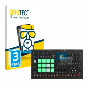 Vorderseite einer Produktverpackung mit dem Markenlogo BROTECT. Daneben ist das Gerät Elektron Analog Rytm MKII mit dem zugehö