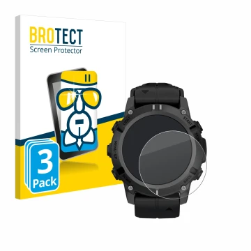 Vorderseite einer Produktverpackung mit dem Markenlogo BROTECT. Daneben ist das Gerät Garmin Descent G2 mit dem zugehörigen Di