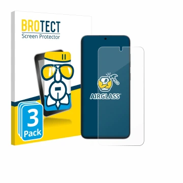 Vorderseite einer Produktverpackung mit dem Markenlogo BROTECT. Daneben ist das Gerät Samsung Galaxy S25 Enterprise Edition mi
