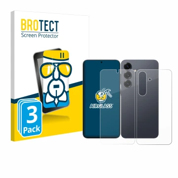 Vorderseite einer Produktverpackung mit dem Markenlogo BROTECT. Daneben ist das Gerät Samsung Galaxy S25 Enterprise Edition (D
