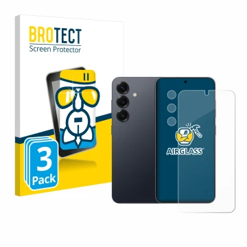 Vorderseite einer Produktverpackung mit dem Markenlogo BROTECT. Daneben ist das Gerät Samsung Galaxy S25 Plus Enterprise Editi