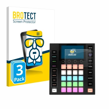 Vorderseite einer Produktverpackung mit dem Markenlogo BROTECT. Daneben ist das Gerät Wolfmix W1 MK2 mit dem zugehörigen Displ