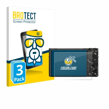 Vorderseite einer Produktverpackung mit dem Markenlogo BROTECT. Daneben ist das Gerät Sony Cyber-Shot DSC-RX100 VIIA mit dem z