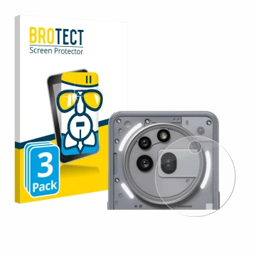 Vorderseite einer Produktverpackung mit dem Markenlogo BROTECT. Daneben ist das Gerät Nothing Phone (3a) Pro (NUR Kameraschutz