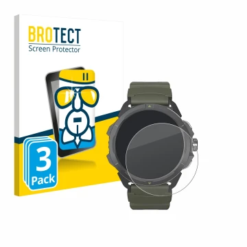 Vorderseite einer Produktverpackung mit dem Markenlogo BROTECT. Daneben ist das Gerät Hammer Watch 2 Military Edition mit dem 