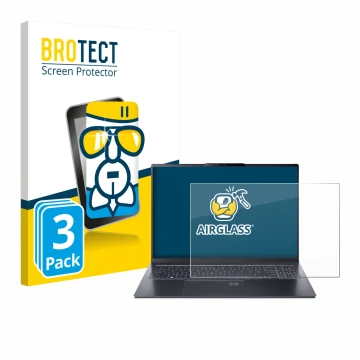 Vorderseite einer Produktverpackung mit dem Markenlogo BROTECT. Daneben ist das Gerät Acer Swift Go 16 AI mit dem zugehörigen 