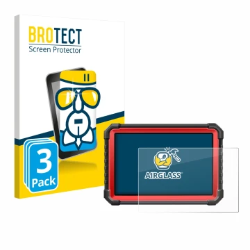 Vorderseite einer Produktverpackung mit dem Markenlogo BROTECT. Daneben ist das Gerät Launch X-431 PRO3S+ V5.0 mit dem zugehör
