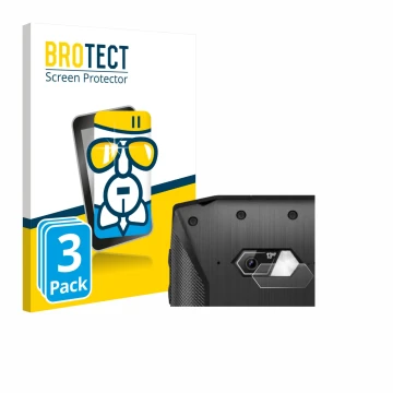 Vorderseite einer Produktverpackung mit dem Markenlogo BROTECT. Daneben ist das Gerät Crosscall Core-M5 (NUR Kameraschutz) mit