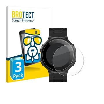 Vorderseite einer Produktverpackung mit dem Markenlogo BROTECT. Daneben ist das Gerät Kiprun GPS 500 Coros mit dem zugehörigen