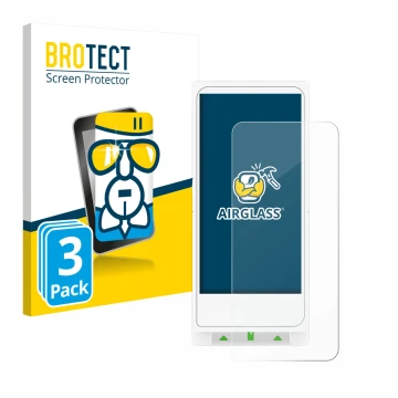 Vorderseite einer Produktverpackung mit dem Markenlogo BROTECT. Daneben ist das Gerät Clover Flex mit dem zugehörigen Displays