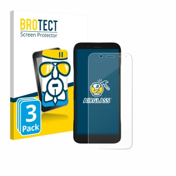 Vorderseite einer Produktverpackung mit dem Markenlogo BROTECT. Daneben ist das Gerät Datalogic Memor 12 mit dem zugehörigen D