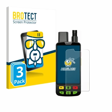 Vorderseite einer Produktverpackung mit dem Markenlogo BROTECT. Daneben ist das Gerät Aduro Locit GPS mit dem zugehörigen Disp