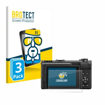 Vorderseite einer Produktverpackung mit dem Markenlogo BROTECT. Daneben ist das Gerät Canon PowerShot V1 mit dem zugehörigen D