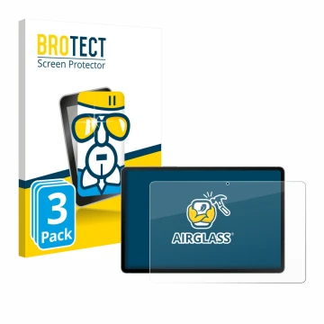 Vorderseite einer Produktverpackung mit dem Markenlogo BROTECT. Daneben ist das Gerät Samsung Galaxy Tab S10 FE 5G mit dem zug