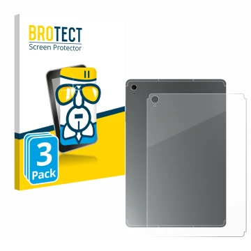 Vorderseite einer Produktverpackung mit dem Markenlogo BROTECT. Daneben ist das Gerät Samsung Galaxy Tab S10 FE+ (Rückseite) m
