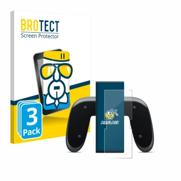 Vorderseite einer Produktverpackung mit dem Markenlogo BROTECT. Daneben ist das Gerät Nintendo Switch 2 Joy-Con 2-Holder mit d