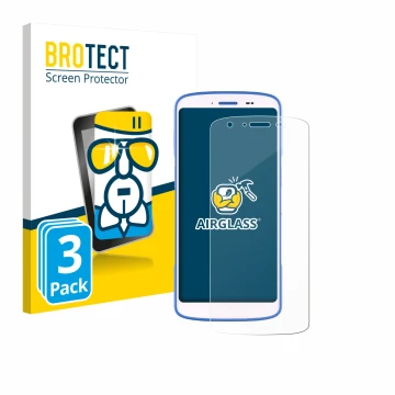 Vorderseite einer Produktverpackung mit dem Markenlogo BROTECT. Daneben ist das Gerät Zebra HC 25 mit dem zugehörigen Displays