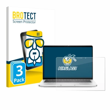 Vorderseite einer Produktverpackung mit dem Markenlogo BROTECT. Daneben ist das Gerät Dell Pro 13 Plus 2-in-1 mit dem zugehöri