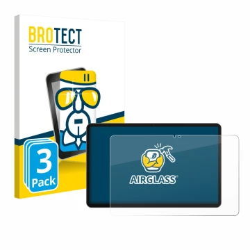 Vorderseite einer Produktverpackung mit dem Markenlogo BROTECT. Daneben ist das Gerät Honor Pad X9a mit dem zugehörigen Displa