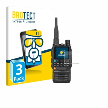 Vorderseite einer Produktverpackung mit dem Markenlogo BROTECT. Daneben ist das Gerät Tidradio TD-H3 mit dem zugehörigen Displ