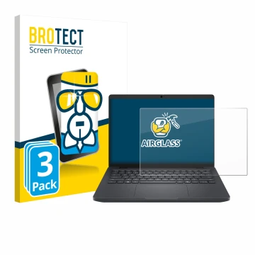 Vorderseite einer Produktverpackung mit dem Markenlogo BROTECT. Daneben ist das Gerät Dell Pro Max 14 mit dem zugehörigen Disp