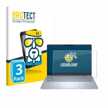 Vorderseite einer Produktverpackung mit dem Markenlogo BROTECT. Daneben ist das Gerät Dell 14 Plus Laptop mit dem zugehörigen 