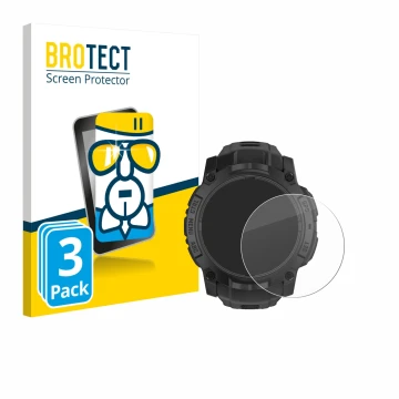 Vorderseite einer Produktverpackung mit dem Markenlogo BROTECT. Daneben ist das Gerät Garmin Instinct 3 Solar Tactical Edition