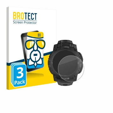 Vorderseite einer Produktverpackung mit dem Markenlogo BROTECT. Daneben ist das Gerät Garmin Instinct 3 Solar Tactical Edition