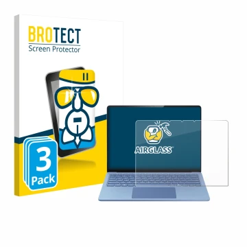 Vorderseite einer Produktverpackung mit dem Markenlogo BROTECT. Daneben ist das Gerät Microsoft Surface Laptop 13.8