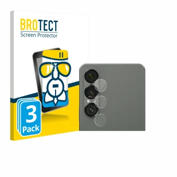 Vorderseite einer Produktverpackung mit dem Markenlogo BROTECT. Daneben ist das Gerät Sony Xperia 1 VII (NUR Kameraschutz) mit