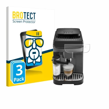 Vorderseite einer Produktverpackung mit dem Markenlogo BROTECT. Daneben ist das Gerät DeLonghi Magnifica Evo mit dem zugehörig