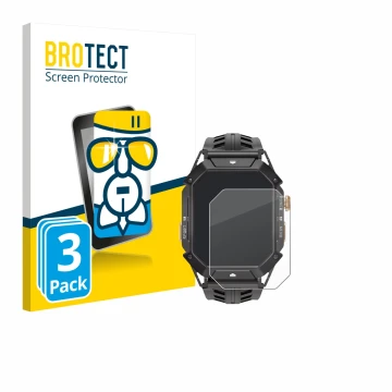 Vorderseite einer Produktverpackung mit dem Markenlogo BROTECT. Daneben ist das Gerät Oukitel BT80 mit dem zugehörigen Display