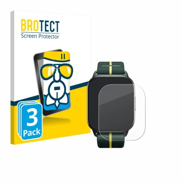 Vorderseite einer Produktverpackung mit dem Markenlogo BROTECT. Daneben ist das Gerät Motorola Moto watch fit mit dem zugehöri