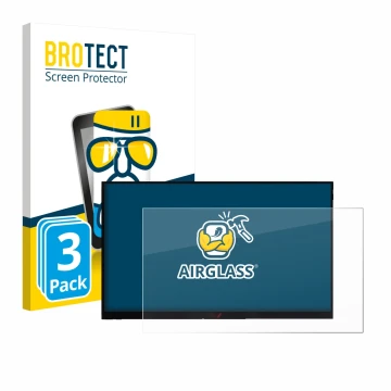 Vorderseite einer Produktverpackung mit dem Markenlogo BROTECT. Daneben ist das Gerät Verbatim PMT-15 mit dem zugehörigen Disp