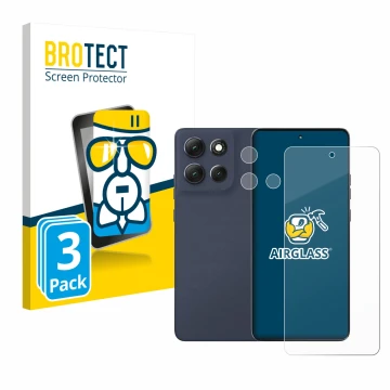 Vorderseite einer Produktverpackung mit dem Markenlogo BROTECT. Daneben ist das Gerät Motorola Moto G86 Power (Display+Kamera)