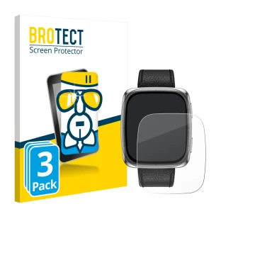Vorderseite einer Produktverpackung mit dem Markenlogo BROTECT. Daneben ist das Gerät Amazfit Active 2 (rechteckig) mit dem zu