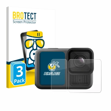 Vorderseite einer Produktverpackung mit dem Markenlogo BROTECT. Daneben ist das Gerät GoPro Hero 13 Black Ultra Wide Edition m