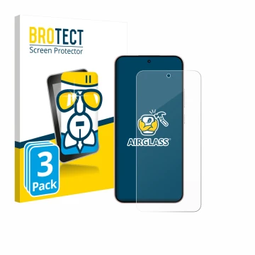 Vorderseite einer Produktverpackung mit dem Markenlogo BROTECT. Daneben ist das Gerät Oppo Reno 14 F mit dem zugehörigen Displ