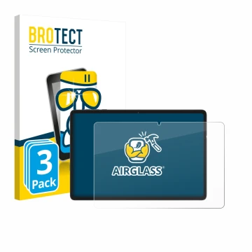 Vorderseite einer Produktverpackung mit dem Markenlogo BROTECT. Daneben ist das Gerät Tabwee RM2025 10.1