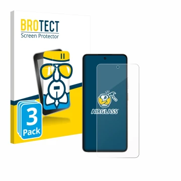 Vorderseite einer Produktverpackung mit dem Markenlogo BROTECT. Daneben ist das Gerät realme P3 5G mit dem zugehörigen Display