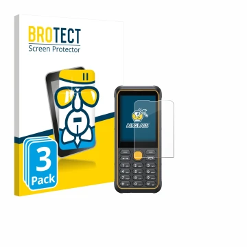 Vorderseite einer Produktverpackung mit dem Markenlogo BROTECT. Daneben ist das Gerät Ulefone Armor Mini 4 mit dem zugehörigen