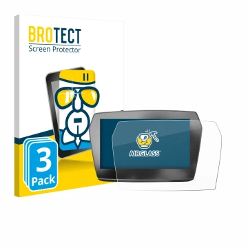 Vorderseite einer Produktverpackung mit dem Markenlogo BROTECT. Daneben ist das Gerät Voge 625 2025 mit dem zugehörigen Displa