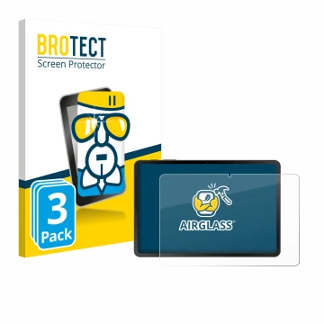 Vorderseite einer Produktverpackung mit dem Markenlogo BROTECT. Daneben ist das Gerät Doogee Tab A9 mit dem zugehörigen Displa