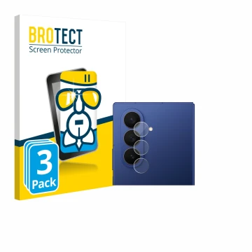 Vorderseite einer Produktverpackung mit dem Markenlogo BROTECT. Daneben ist das Gerät Samsung Galaxy Z Fold 7 (NUR Kameraschut