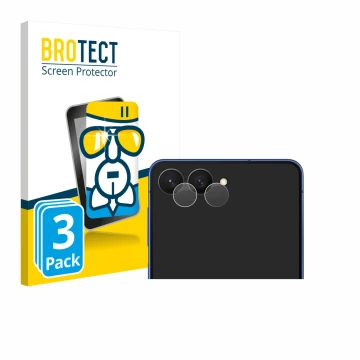 Vorderseite einer Produktverpackung mit dem Markenlogo BROTECT. Daneben ist das Gerät Samsung Galaxy Z Flip 7 (NUR Kameraschut